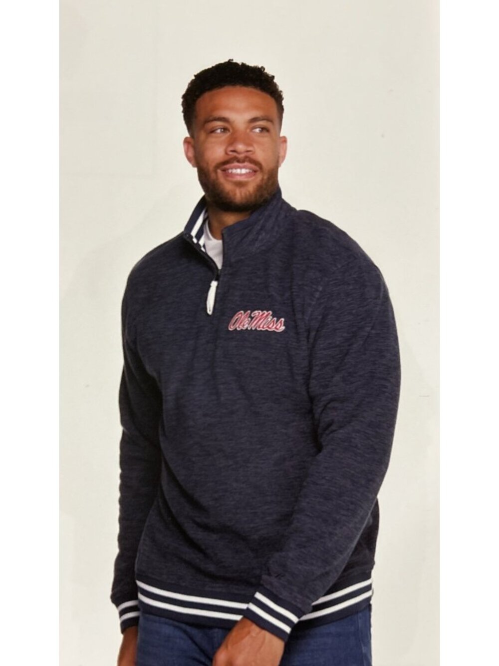 NEW Mississippi Ole Miss Rebels Navy 1/4 Zip Jacket Pullover Men's L Colosseum